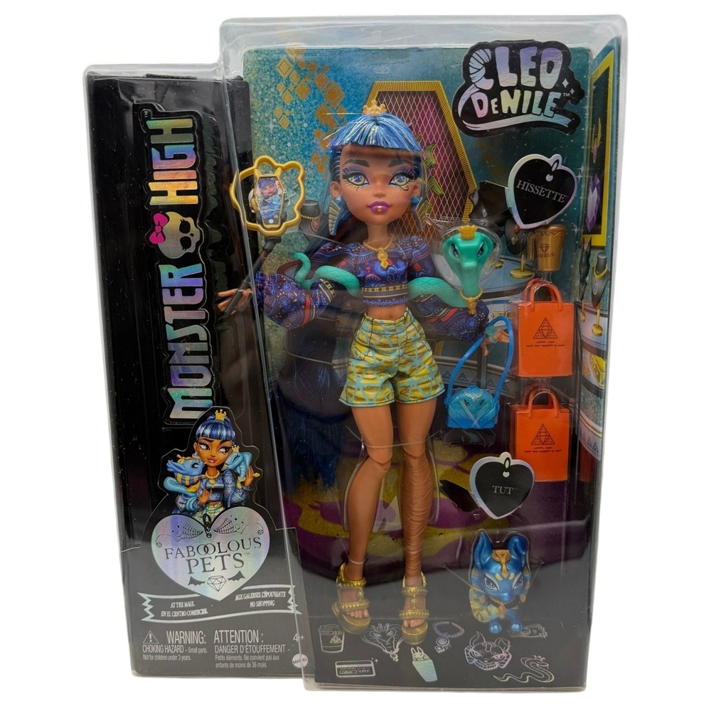 Monster High Faboolous Pets Cleo De Nile Doll Set with Hissette and Tut G3 NEW